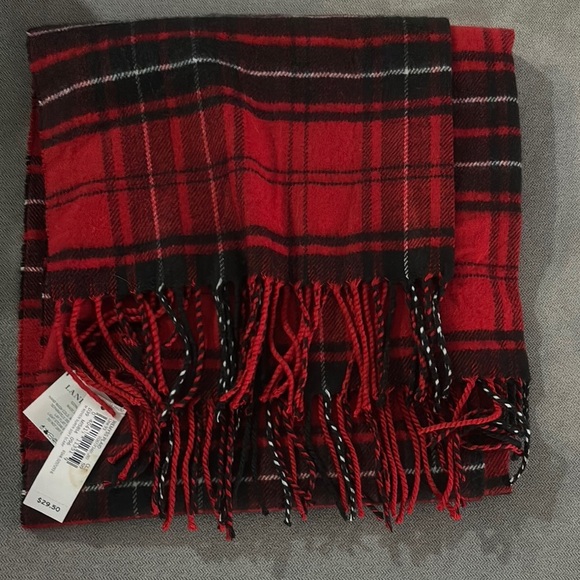 Lands' End Red Plaid‎ Scarf - Picture 1 of 4